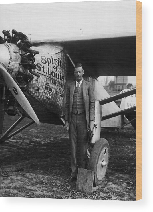 classic Wood Print featuring the photograph Charles Lindbergh #2 by Retro Images Archive