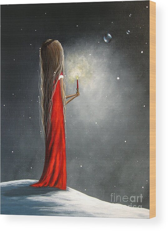 Holiday Wood Print featuring the painting Christmas Candle by Shawna Erback #2 by Moonlight Art Parlour