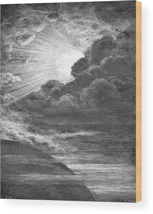 19th Century Wood Print featuring the drawing Creation Of Light by Gustave Dore
