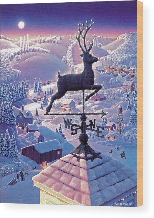 Lands End Winter Wood Print featuring the painting Lands End Weathervane by Robin Moline
