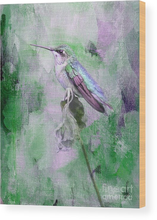 Hummingbird Wood Print featuring the digital art Resting Spot #2 by Jayne Carney