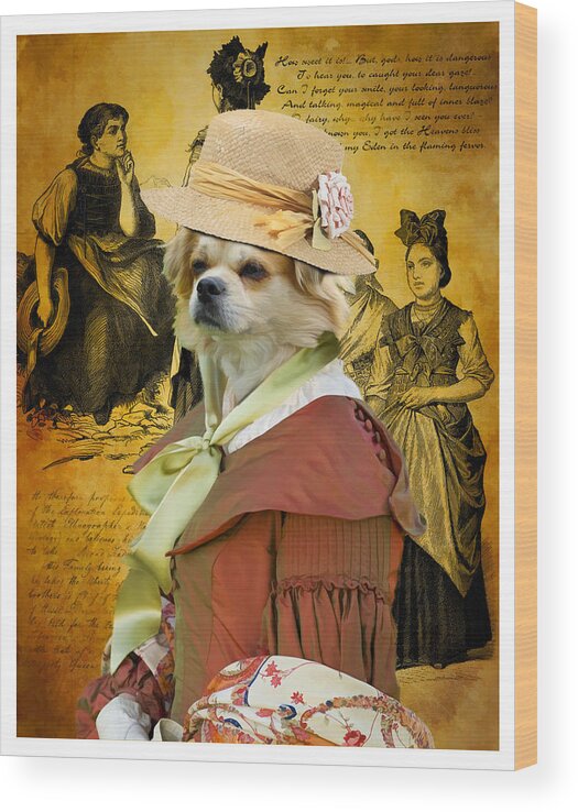 Tibetan Spaniel Art Wood Print featuring the painting Tibetan Spaniel Art Canvas Print #2 by Sandra Sij