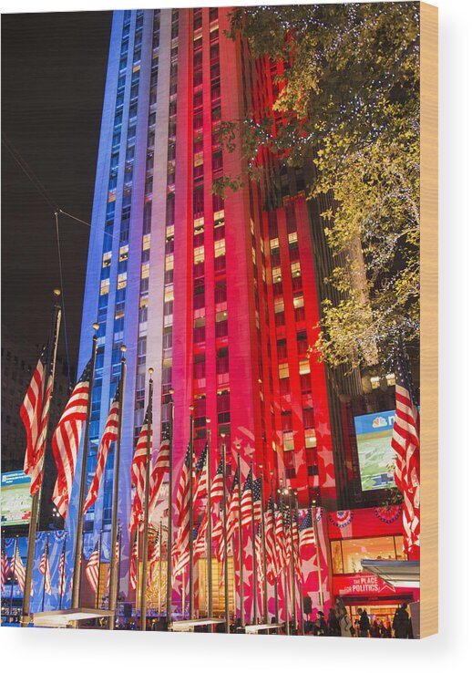 American Flag Wood Print featuring the photograph Rockefeller Center #3 by Theodore Jones