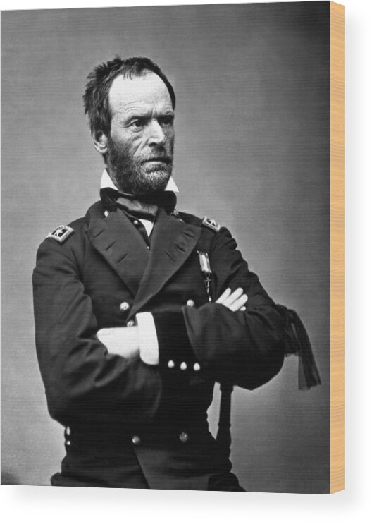 General Sherman Wood Print featuring the photograph General William Tecumseh Sherman by War Is Hell Store