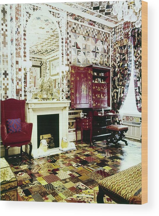 Interior Wood Print featuring the photograph Gloria Vanderbilt's Bedroom #4 by Horst P. Horst