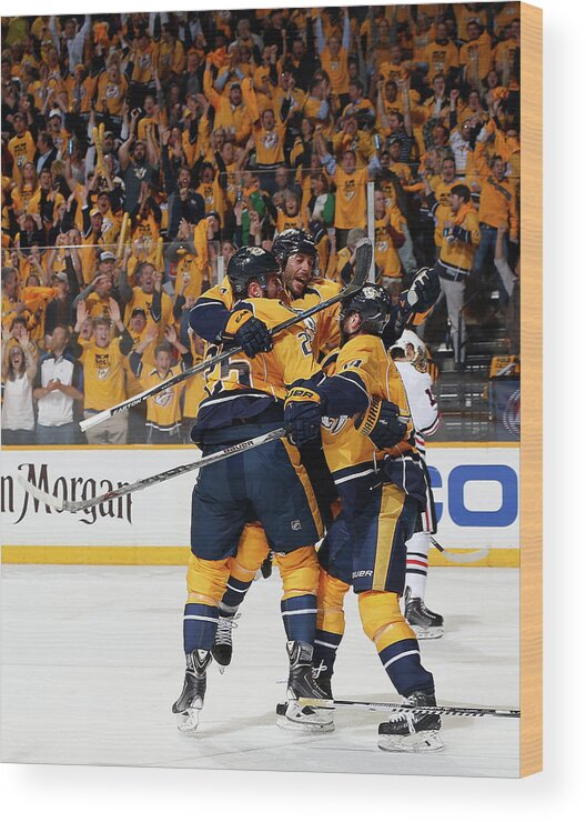Playoffs Wood Print featuring the photograph Chicago Blackhawks V Nashville #5 by John Russell