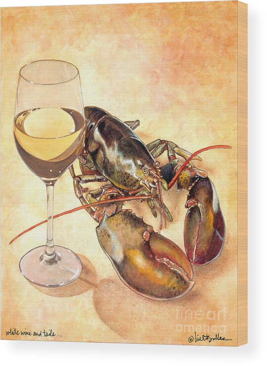 Will Bullas Wood Print featuring the painting White Wine And Tails... #1 by Will Bullas