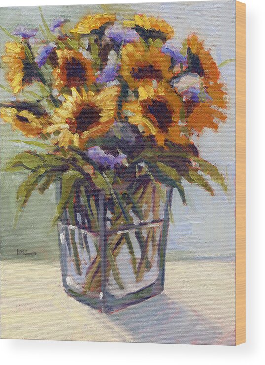 Summer Wood Print featuring the painting Summer Bouquet 4 by Konnie Kim