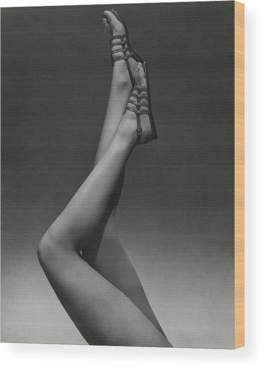 Accessories Wood Print featuring the photograph A Model's Legs Wearing Sandals by Edward Steichen