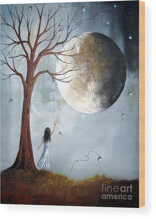 Surreal Art Wood Print featuring the painting Serene Art Print by Shawna Erback by Moonlight Art Parlour