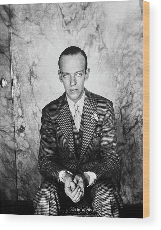 One Person Wood Print featuring the photograph A Portrait Of Fred Astaire Sitting by Cecil Beaton