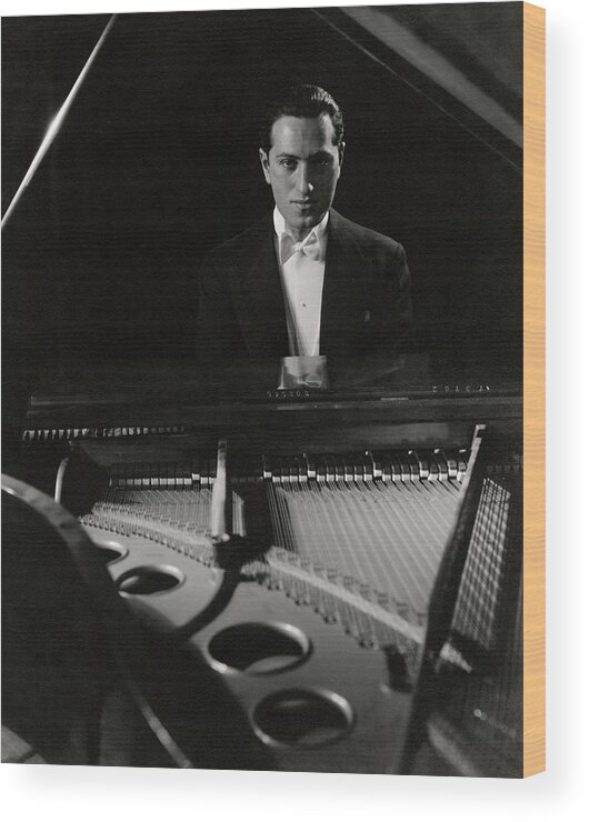 Entertainment Wood Print featuring the photograph A Portrait Of George Gershwin At A Piano by Edward Steichen