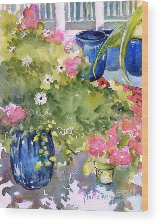 Garden Wood Print featuring the painting A Reason To Smile by Maria Reichert