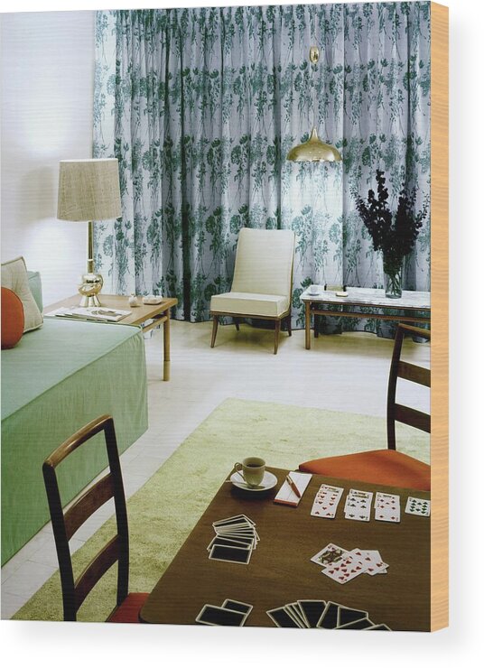 Charles Bloom Wood Print featuring the photograph A Retro Bedroom by Haanel Cassidy