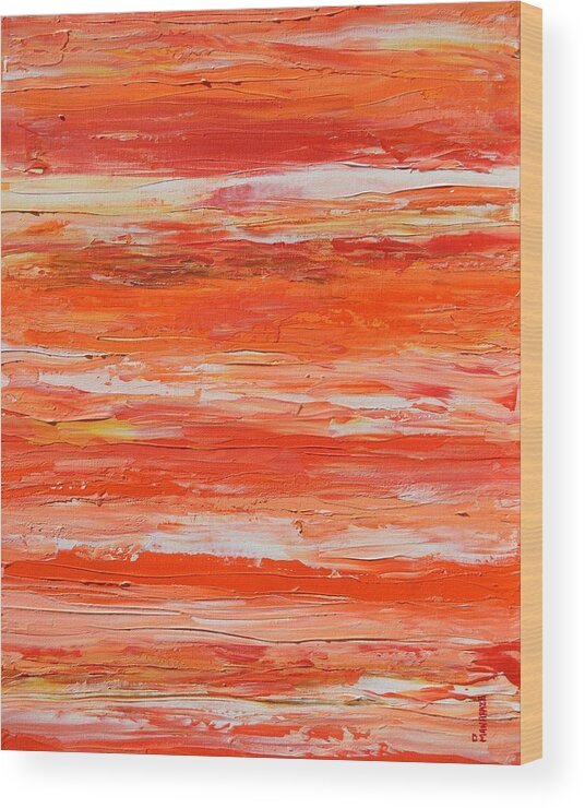 Orange Wood Print featuring the painting A Thousand Sunsets by Donna Manaraze