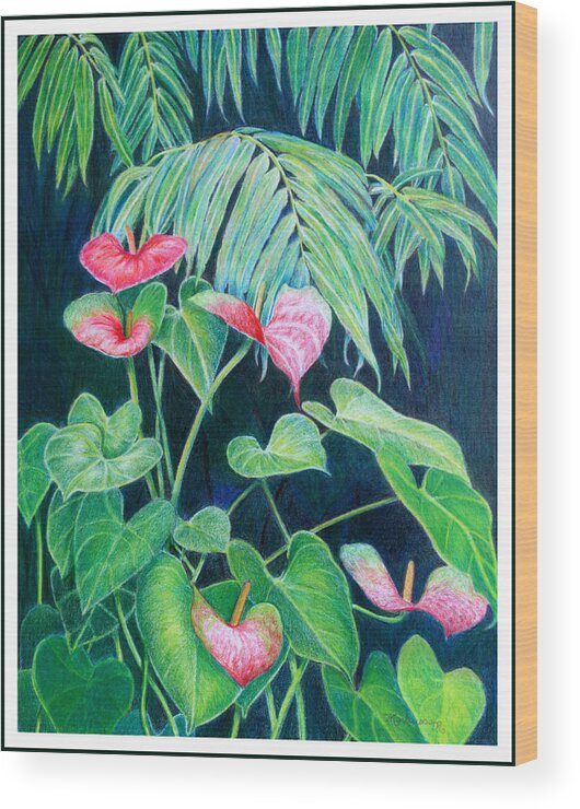 Flora Wood Print featuring the painting A Touch of Red by Mariarosa Rockefeller