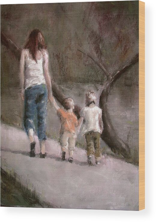 Pastel Wood Print featuring the painting A Walk in the Park by Jim Fronapfel