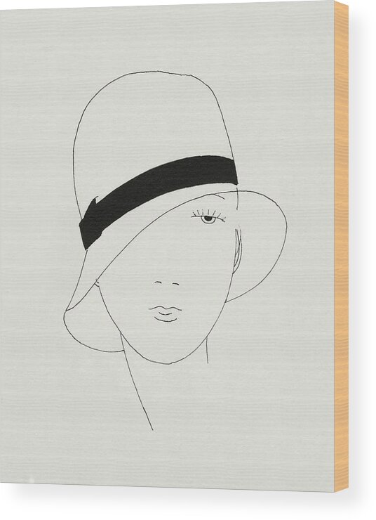 Fashion Wood Print featuring the digital art A Woman Wearing A Hat by Jean Pages