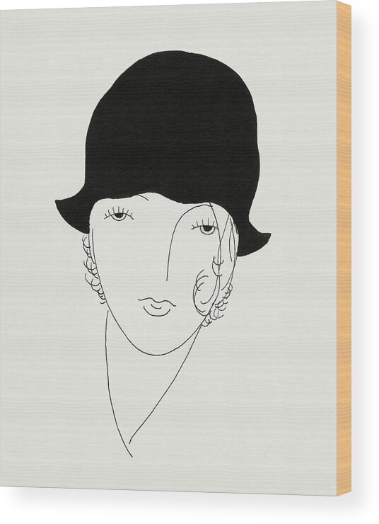 Fashion Wood Print featuring the digital art A Woman Wearing A Poorly Fitted Hat by Jean Pages