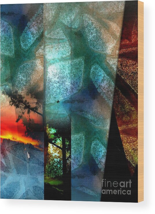 Abstract Wood Print featuring the digital art Abstract Calling by Allison Ashton