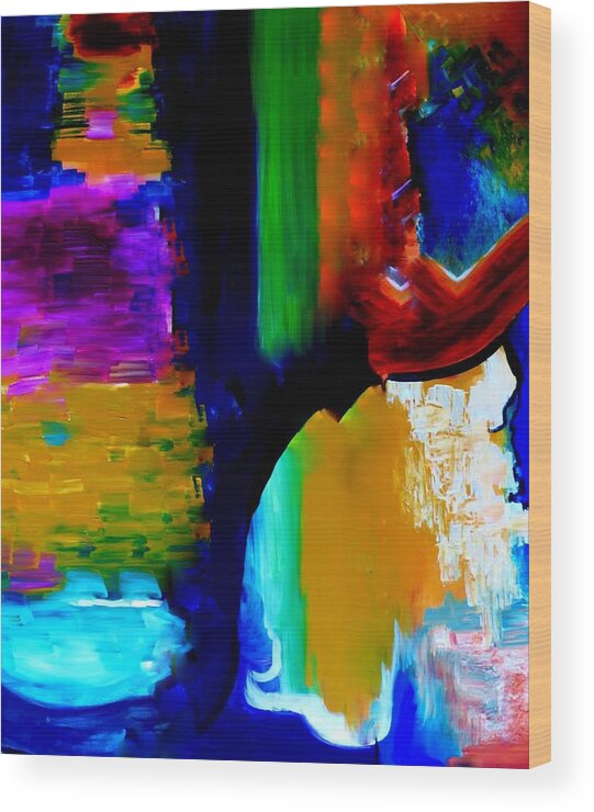 Colorful Wood Print featuring the painting Abstract Du Colour by Lisa Kaiser