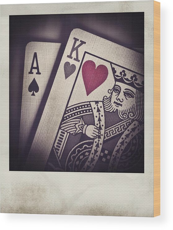 Poker Wood Print featuring the photograph Ace King Polaroid by Bradley R Youngberg