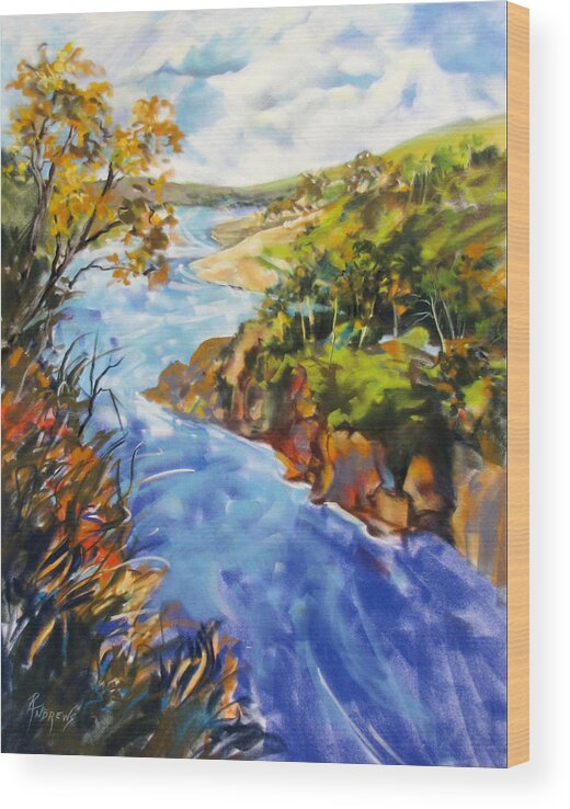 River Wood Print featuring the painting Aerial Vista by Rae Andrews