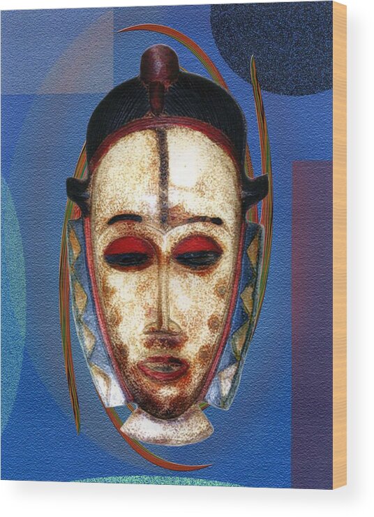 African Mask Wood Print featuring the digital art African Mask by Terry Boykin