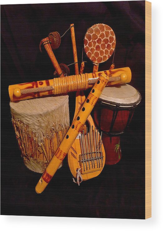 Musical Instrument Wood Print featuring the photograph African Musical Instruments by Denise Mazzocco