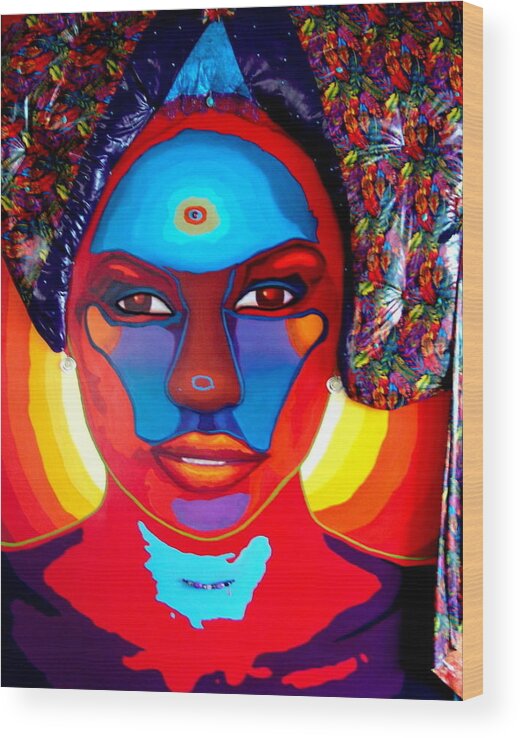 Color Wood Print featuring the painting African Queem by MarvL Roussan