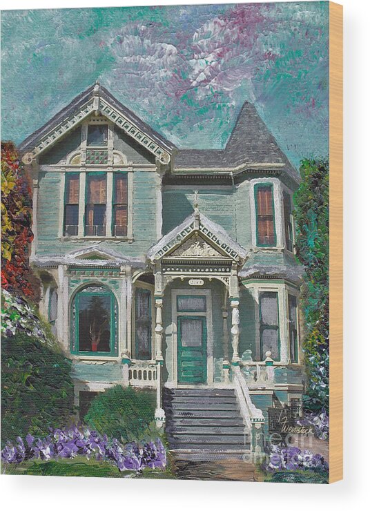 Queen Anne Wood Print featuring the painting Alameda 1897 - Queen Anne by Linda Weinstock