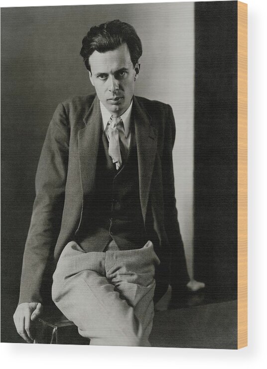 Literary Wood Print featuring the photograph Aldous Huxley Wearing A Three-piece Suit by Charles Sheeler
