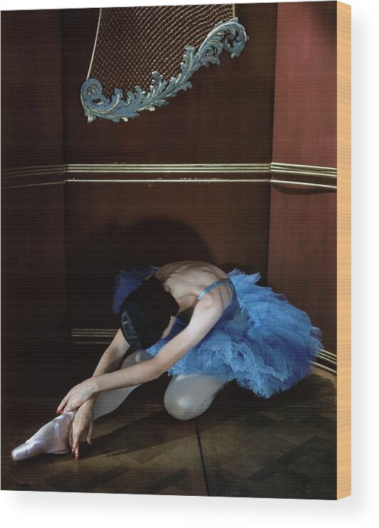 Beauty Wood Print featuring the photograph Alicia Markova In A Blue Tutu by Horst P. Horst