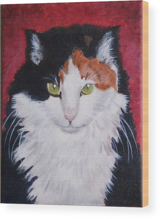 Pets Wood Print featuring the painting Alley Cat by Kathie Camara