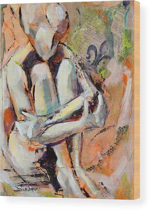 Nude Wood Print featuring the painting Almost by Sharon Sieben