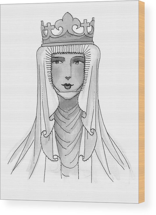 Fashion Wood Print featuring the digital art An Abbess Modeling A Historical Costume by Claire Avery