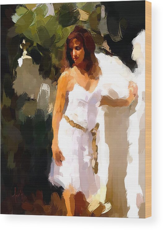 Beautiful Woman Wood Print featuring the painting Angel in Corsica by Josef Kelly