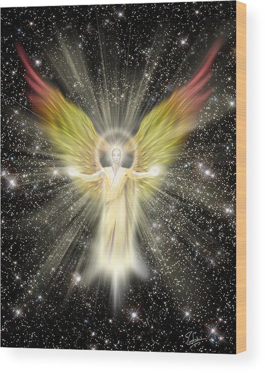Endre Wood Print featuring the digital art Archangel Gabriel by Endre Balogh