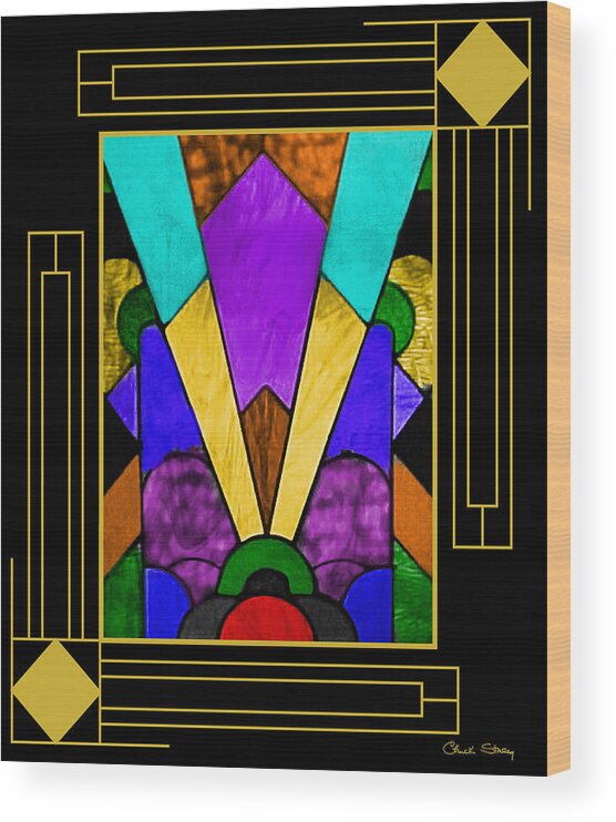 Art Deco Stained Glass Wood Print featuring the digital art Art Deco - Stained Glass by Chuck Staley