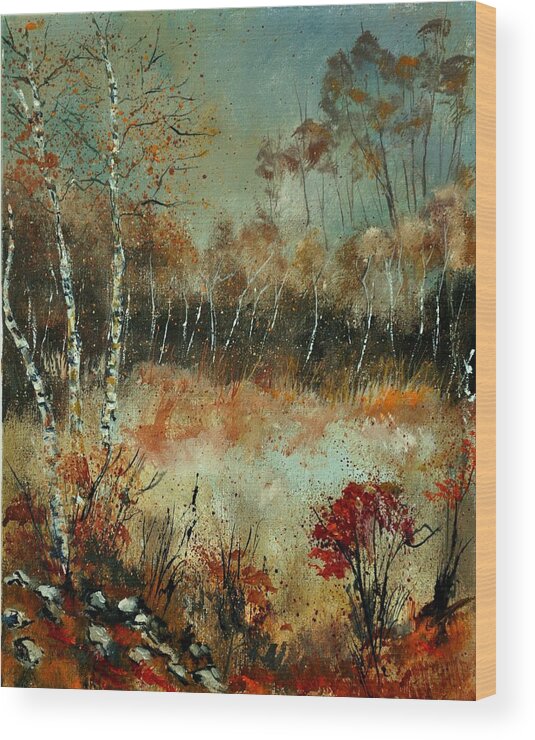 Landscape Wood Print featuring the painting Autumn 452111 by Pol Ledent