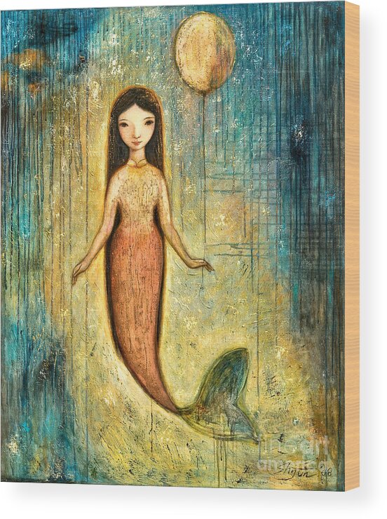 Mermaid Art Wood Print featuring the painting Balance by Shijun Munns