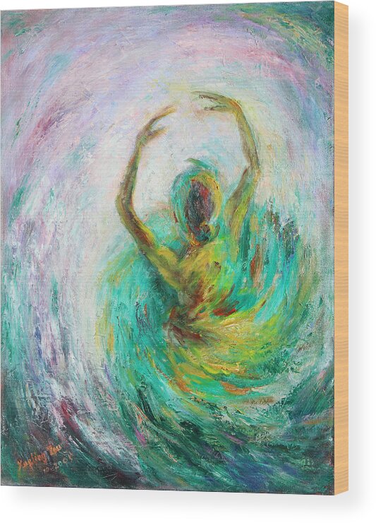 Dancer Wood Print featuring the painting Ballerina by Xueling Zou