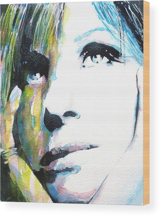The Wonderful Barbara Streisand Caught In Waterrcolor Wood Print featuring the painting Barbra Streisand by Paul Lovering