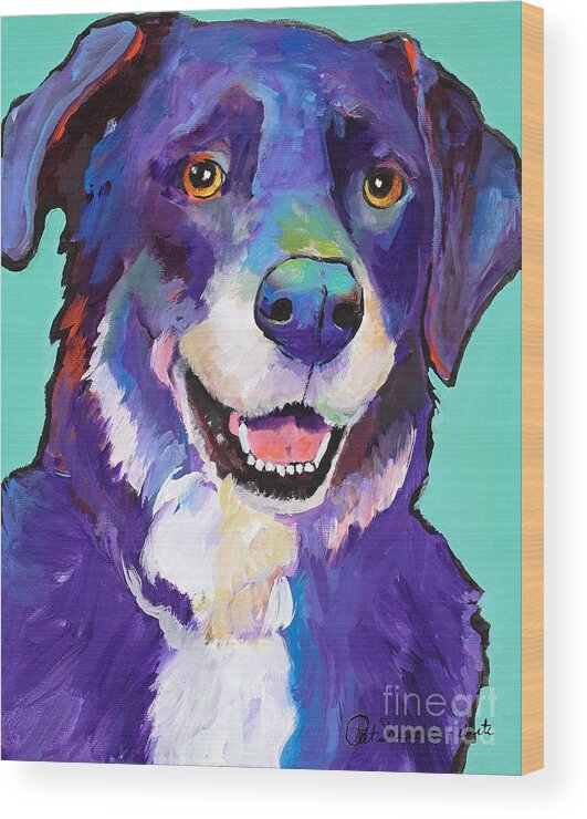 Pat Saunders-white Wood Print featuring the painting Barkley by Pat Saunders-White