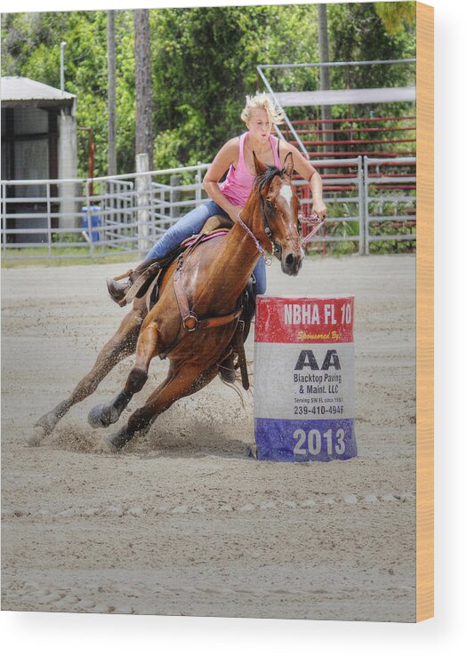 Barrel Wood Print featuring the photograph Barrel Racer 2 crop by Keith Lovejoy