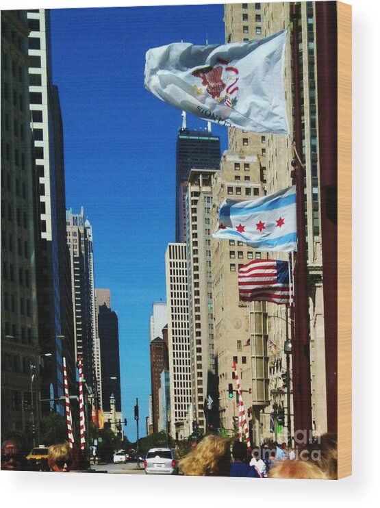 Street Wood Print featuring the photograph Beautiful day in Chicago by Brigitte Emme