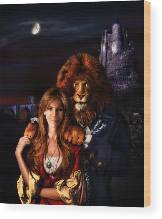 Beauty And The Beast Wood Print featuring the digital art Beauty and the Beast by Alessandro Della Pietra