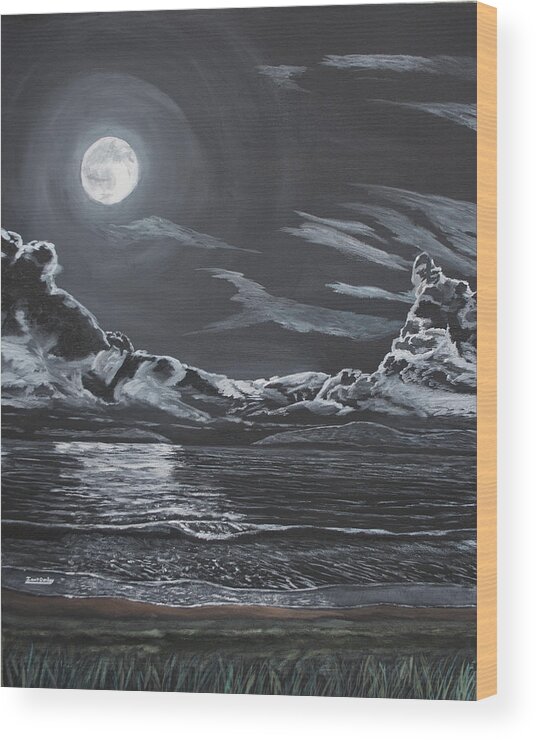 Night Wood Print featuring the painting Beauty of the Night by Ian Donley