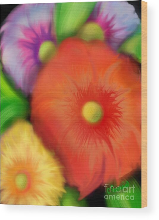 Floral Wood Print featuring the digital art Big Blooms by Christine Fournier