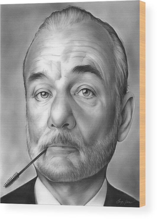 Actor Wood Print featuring the drawing Bill Murray by Greg Joens